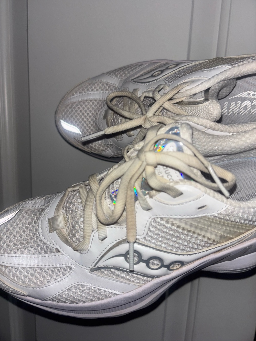 Saucony White Mesh Athletic Sneakers for Women